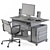 Modern Home Office Desk Set 3D model small image 4