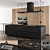 Sleek Black Wood Kitchen 3D model small image 1