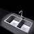 Sleek Stainless Steel Top Mount Sink 3D model small image 1