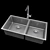 Sleek Stainless Steel Top Mount Sink 3D model small image 3