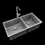 Sleek Stainless Steel Top Mount Sink 3D model small image 4