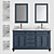 Vintage Navy Blue Keller Double Vanity 3D model small image 1