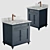 Vintage Navy Blue Keller Double Vanity 3D model small image 2