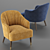 Leicester Marine Blue Velvet Armchair 3D model small image 1