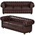 Classic Chesterfield Leather Sofa 3D model small image 2