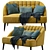 Elegant Margot 2-Seater Sofa 3D model small image 1
