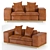 Elegant Leather Sofa, 190cm 3D model small image 1