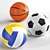 Multi-Sport Ball Set: Volleyball, Basketball & Soccer 3D model small image 1
