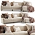 Elegant Rose Fabric Sofa Chaise 3D model small image 1