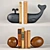 Whale & Vintage Leather Ball Bookends 3D model small image 1