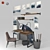 Modern Blue-themed Workstation: Joss Discovery with Decorative Elements 3D model small image 3