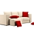 Sleek Fabric Sofa 3D model small image 3