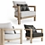 Luxurious Portofino Teak Lounge Chair 3D model small image 1