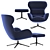 Boconcept Reno Chair & Footstool 3D model small image 2