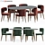 Luxembourg Dining Set - Elegant Oval Table & Velvet Chairs 3D model small image 1