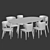 Luxembourg Dining Set - Elegant Oval Table & Velvet Chairs 3D model small image 2