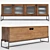 Modern Fluted Glass Walnut Cabinet 3D model small image 1