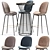 Sleek Beetle Bar Stool Set 3D model small image 1