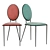 French Novani Chairs in Mint and Pink Colors 3D model small image 1