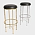 Elegant Brass & Leather Stool 3D model small image 1