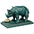 Dali's Rhinoceros: Lace-Clad Bronze Sculpture 3D model small image 2