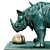 Dali's Rhinoceros: Lace-Clad Bronze Sculpture 3D model small image 3