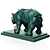 Dali's Rhinoceros: Lace-Clad Bronze Sculpture 3D model small image 4