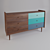 Retro-Inspired Colorful 6-Drawer Walnut Dresser 3D model small image 1