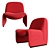 Vintage Red Alky Chair by Giancarlo Piretti 3D model small image 1