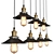 Modern Loft Cone Pendant Light - 7 Lamps 3D model small image 3