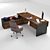 Custom Office Table with Side Cabinet (2300x850x750 mm) 3D model small image 8