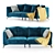 Modern Microfaset GTR Velvet Sofa 3D model small image 1