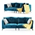 Modern Microfaset GTR Velvet Sofa 3D model small image 5