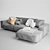 Elegant Diane Corner Sofa 3D model small image 3