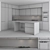 Stylish Gray Kitchen Set 3D model small image 3