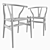 Sleek Ash Wishbone Chair 3D model small image 2