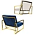 Luxurious Golden Lounge Chair 3D model small image 2