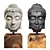 Wooden Buddha Head Sculpture 3D model small image 1