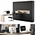 Sleek Black L-Type Desk & Wardrobe 3D model small image 1