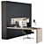 Sleek Black L-Type Desk & Wardrobe 3D model small image 3