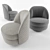 Stylish Swivel Armchair 3D model small image 1