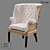 Rustic Wood Armchair with Fabric Upholstery 3D model small image 1