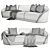 Sleek Baker Form Sofa 3D model small image 3