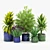 Maya Blue & Green Ceramic Planters 3D model small image 1