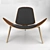 Contemporary Wood and Leather Chair 3D model small image 2
