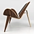 Contemporary Wood and Leather Chair 3D model small image 4