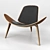 Contemporary Wood and Leather Chair 3D model small image 5