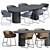 Modern Dining Set: Racer Chair + Moon Table 3D model small image 1
