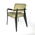 Modern Leather Armchair with Metal Legs 3D model small image 2
