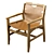 Danish Inspired Leather & Oak Chair 3D model small image 1